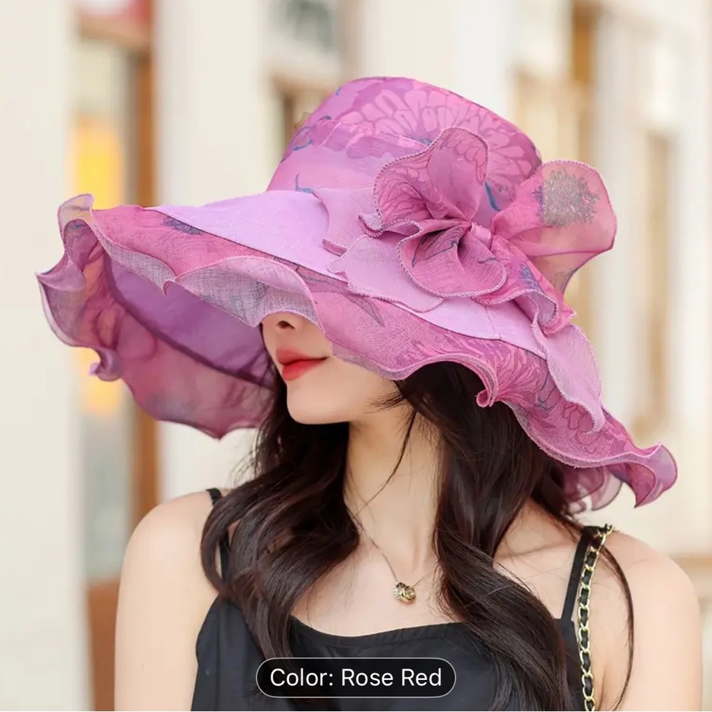 Elegant Pink Floral Women's Hat - Picture 3 of 4